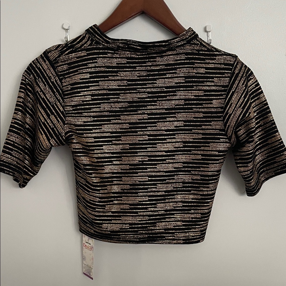 Black and Gold Striped Women's Top - Picture 7 of 11